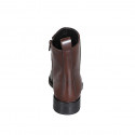 Woman's ankle boot in brown smooth leather with zipper heel 3 - Available sizes:  32, 34, 35, 44