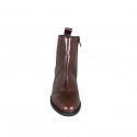 Bottines pour femmes en cuir lisse marron avec fermeture éclair talon 3 - Pointures disponibles:  32, 34, 35, 44, 46