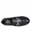 Mocasin pour femmes en cuir noir avec accessoire et talon 3 - Pointures disponibles:  32, 33, 44