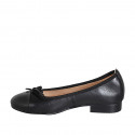 Ballerine pour femmes en cuir noir avec noeud et bout droit talon 2 - Pointures disponibles:  34