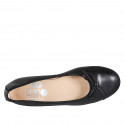 Ballerina da donna con puntale e fiocco in pelle nera tacco 2 - Misure disponibili: 34, 44