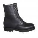 Botin para mujer en piel negra con cremallera y cordones tacon 3 - Tallas disponibles:  33, 34, 35, 43, 44, 45