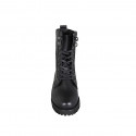 Botin para mujer en piel negra con cremallera y cordones tacon 3 - Tallas disponibles:  33, 34, 35, 43, 44, 45