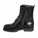 Woman's laced ankle boot with zipper in black patent leather heel 3 - Available sizes:  33, 43