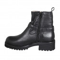 Stivaletto da donna in pelle nera con cerniera e fibbia tacco 5 - Misure disponibili: 33, 42, 43, 44, 45