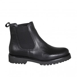 Bottines pour femmes en cuir noir avec élastiques talon 3 - Pointures disponibles:  35