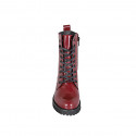 Woman's laced ankle boot with zipper in maroon patent leather heel 3 - Available sizes:  34, 42, 44, 45