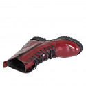 Woman's laced ankle boot with zipper in maroon patent leather heel 3 - Available sizes:  34, 42, 44, 45