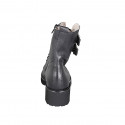 Botin para mujer con cordones, hebillas y cremallera en piel negra tacon 5 - Tallas disponibles:  32, 33, 42, 45