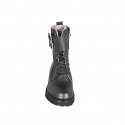 Bottines pour femmes avec lacets, goujons et fermeture éclair en cuir noir talon 5 - Pointures disponibles:  32, 33, 34, 42, 43, 44, 45