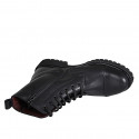 Botin para mujer con cordones, cremallera y puntera en piel negra tacon 3 - Tallas disponibles:  32, 33, 42, 43, 44, 45, 46