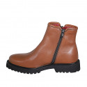 Bottines pour femmes avec fermetures eclair en cuir cognac talon 3 - Pointures disponibles:  32, 33, 43, 44, 45