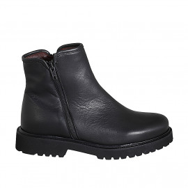 Bottines pour femmes avec fermetures eclair en cuir noir talon 3 - Pointures disponibles:  33