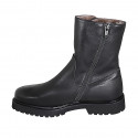 Bottines pour femmes avec double fermeture eclair en cuir noir talon 3 - Pointures disponibles:  33