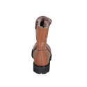 Woman's ankle boot with double zipper in cognac brown leather heel 3 - Available sizes:  32, 33, 42, 43, 44, 45