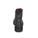 Woman's laced ankle boot with zipper and Brogue wingtip in black leather with heel 3 - Available sizes:  32, 33, 44, 45