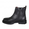 Botin para mujer con elástico, punta Brogue y cremallera en piel negra tacon 3 - Tallas disponibles:  32, 33, 44