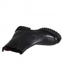 Stivaletto da donna con cerniera, elastico e lavorazione Brogue in pelle nera tacco 3 - Misure disponibili: 32, 33, 44