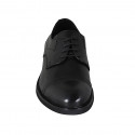 Chaussure derby élégant pour hommes en cuir noir avec lacets, elastiques et bout droit - Pointures disponibles:  36, 37, 38, 46, 47, 48, 49, 50, 51