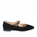 Mary Jane a punta para mujer en gamuza negra y gris pardo tacon 2 - Tallas disponibles:  33, 35, 42, 43, 45, 46