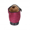 Woman's pointy toe Mary Jane with strap in maroon and black suede and heel 2 - Available sizes:  32, 34, 35, 43, 44