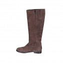 Woman's boot with zipper and elastic band in brown suede heel 2 - Available sizes:  32, 33, 35, 42, 43, 46