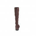 Woman's boot with zipper and elastic band in brown suede heel 2 - Available sizes:  32, 33, 35, 42, 43, 46