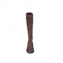 Bota para mujer con cremallera y elastico en gamuza marron tacon 2 - Tallas disponibles:  32, 35, 42