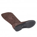 Bota para mujer con cremallera y elastico en gamuza marron tacon 2 - Tallas disponibles:  32, 35, 42