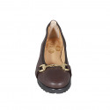 Ballerine avec accessoire pour femmes en cuir marron talon compensé 4 - Pointures disponibles:  32, 34, 42, 43, 44