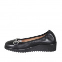 Woman's ballerina with accessory in black leather wedge heel 4 - Available sizes:  32, 33, 34, 42