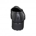 Woman's mocassin in black leather with accessory heel 5 - Available sizes:  32, 42, 43, 44, 45