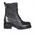 Botin para mujer con cremalleras y cordones en piel negra tacon 5 - Tallas disponibles:  44