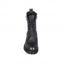 Botin para mujer con cremalleras y cordones en piel negra tacon 5 - Tallas disponibles:  44