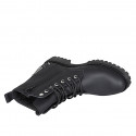 Woman's laced ankle boot with zipper and studs in matt black leather heel 3 - Available sizes:  43, 44