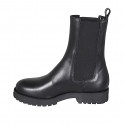 Stivaletto alto da donna in pelle nera con elastici con tacco 3 - Misure disponibili: 32, 33, 43