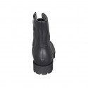 Woman's laced ankle boot with zipper in black smooth leather with heel 3 - Available sizes:  32, 33, 42, 43, 44