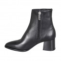 Bottines à bout pointu pour femmes avec fermeture éclair en cuir noir talon 5 - Pointures disponibles:  32, 42, 43