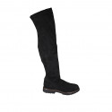 Woman's over-the-knee boot in black suede and elastic material with half zipper heel 3 - Available sizes:  33, 42, 43, 45