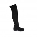 Woman's over-the-knee boot in black suede and elastic material with half zipper with heel 3 - Available sizes:  45