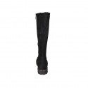 Bottes au genou pour femmes en daim et matériau elastique noir avec fermeture éclair talon 3 - Pointures disponibles:  32, 33, 34, 43