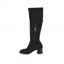 Bota para mujer con media cremallera en material elastico y gamuza negra tacon 5 - Tallas disponibles:  32, 33, 34, 42, 43, 44