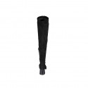 Woman's over-the-knee boot in black elastic material and suede with half zipper heel 5 - Available sizes:  33, 34, 43, 45