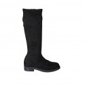 Woman's boot with zipper in black suede and elastic material heel 3 - Available sizes:  32, 43, 44, 46