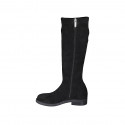 Botas para mujer con cremallera en gamuza y material elastico negro tacon 3 - Tallas disponibles:  32, 43, 44, 46