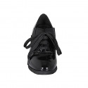 Woman's Oxford shoe with laces, elastic band and removable insole in black patent leather heel 6 - Available sizes:  32, 42, 43, 44, 45