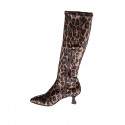 Woman's pointy boot in spotted elastic velvet heel 6 - Available sizes:  32, 34, 42