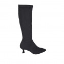 Bottes à bout pointu pour femmes en tissu elastique noir talon 6 - Pointures disponibles:  33, 34, 35, 42