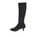 Bottes à bout pointu pour femmes en tissu elastique noir talon 6 - Pointures disponibles:  33, 34, 35, 42