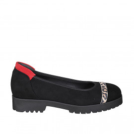 Ballerine pour femmes en daim noir, rouge et tacheté talon 3 - Pointures disponibles:  33, 34, 42